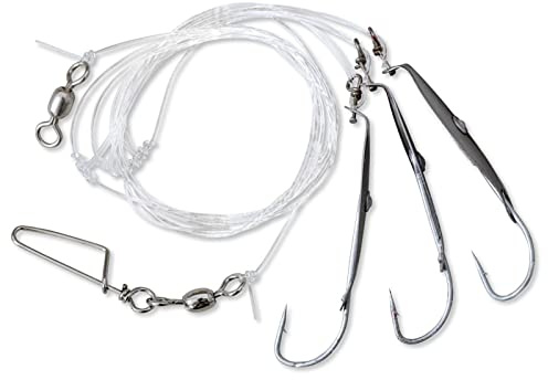 Rhino Premium Köhler Vorfach mit Angelhaken für sofortigen Einsatz monofile Angelschnur Meeres-Angelzubehör, rot/Silber, 1,00 m