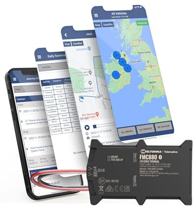 Transpoco 4G Traceur GPS Voiture avec SIM intégrée - GPS Tracker pour véhicules, Motos, camionnettes, camions - Connexion à la Batterie, Geofencing, Suivi en Temps réel (abonnement requis)