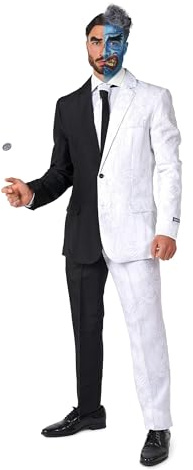 Suitmeister Men's Costume - Two Face - DC Characters Slim Fit Suit - Black and White
