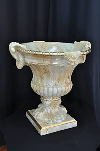 Blumenvase Barock Vase Antik Stil Handbemalt Blumenkübel Robust Retro Vintage Stil Medusa Mäander Dekorative Vase (Marmor)