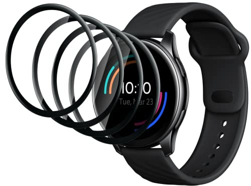 CTong [4 Pièces] Protection D'écran Compatible avec OnePlus Watch,3D Curved Full Cover,HD Film de protection d'affichage flexible envers,Sensible au Toucher