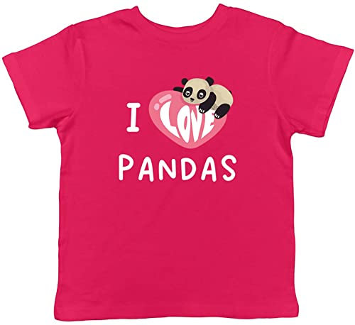 Shopagift I Love Pandas Kids T-Shirt Bamboo Panda Lover Childrens Tee Gift Pink