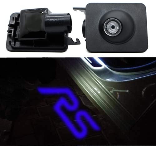 Duleutgnu 2 Stück Umfeldbeleuchtung LED Seite unter Spiegel Umgebungslicht Autotür LOGO Türbeleuchtung Innenraum Ghost Projektor Willkommenslicht Teppich Ersatz Rücklicht Zubehör Glaslinse R-S Blau