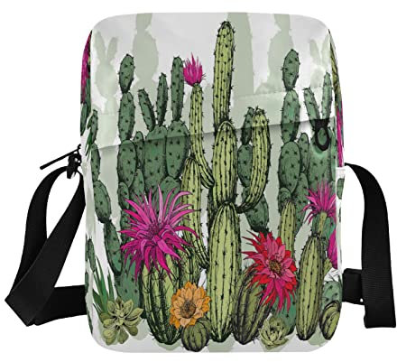 Sukkulenten Kaktus Umhängetasche Kleine lässige Kuriertasche Handtasche Handytasche Geldbörse für Damen Herren Kinder, Mehrfarbig, Einheitsgröße