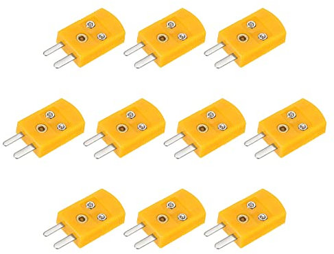 sourcing map 10Stk K Typ Thermoelement Draht Steckverbinder Stecker Steckdose Adapter Hohe Temperatur 120°C(248°F) für Thermoelement Sensor Fühler Orange