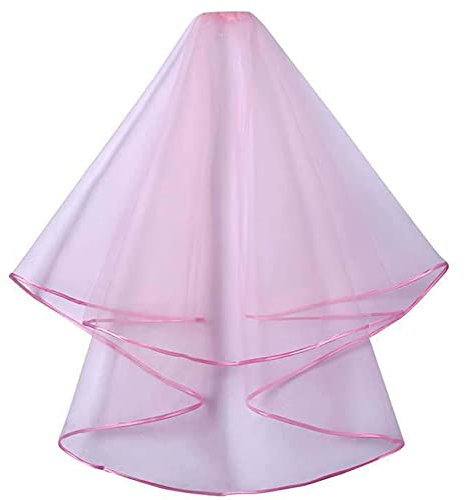 AUSUAYA Voile de mariage - Voile de cathédrale simple en tulle pour fête de bachelorette et mariage W-V-1, Court - Rose - 2 étages 31,4/ 80 cm, eine Größe.