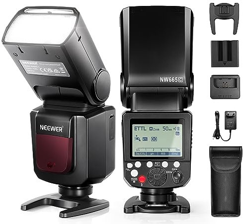 NEEWER NW665-C E TTL II Speedlite Blitz, 2,4G HSS 1/8000s, 10,8V/2040mAh Lithium Akku, volle Leistung 650 Blitze, 1,5 s Recyclingzeit, kompatibel mit Canon R6 R5 R3 R M6 850D 800D 7D /6D Mark II