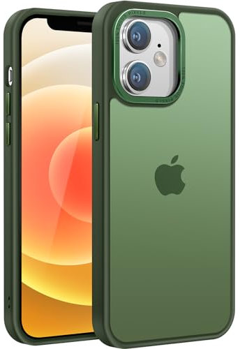 PuyaTeya Upgrade für iPhone 12/12 pro Hülle, [Militärschutz] Stoßfest Schutzhülle Samtige Touch Matt Anti-Kratzen Anti-Glatte Anti Fingerabdruck Handyhülle für iPhone 12/12 pro(Dunkel Grün)