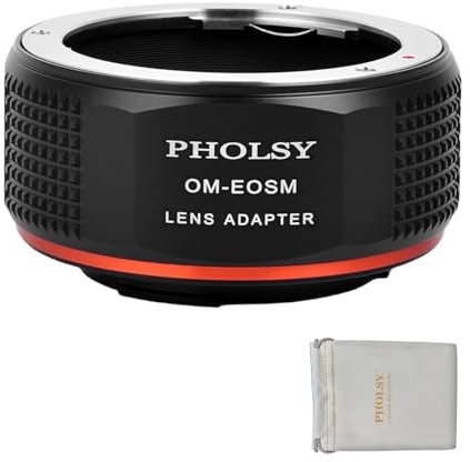 PHOLSY OM auf EF-M Objektivadapter für Olympus Zuiko OM Objektivs auf Canon EF-M (EOS M) Mount Kameragehäuse EOS M, M2, M3, M5, M6, M10, M50, M100, M200, M50 II, M6 II, OM-EOSM