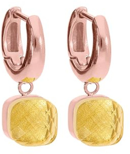 Qudo Firenze deluxe rosegold Creolen Ohrringe mit European Crystals und Farbstein
