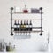 Industrial Pipe Regal Wandmontage Weinregal, 3-Tier Echtes Holz Weinregal Lagerung Tassenhalter, Retro Bar Regale Wandregal Rohr schwimmende Regale für Küche Bar Restaurant（92x89x20cm） (92cm)