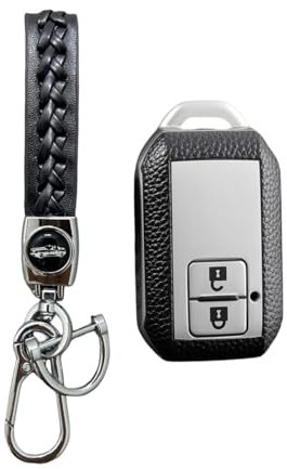 MEDZUK Coque Clé Compatible avec Suzuki Swift Sport 2017–2023 2024 Coque de Protection pour clé de Voiture TPU, Accessoire Étui pour Clés avec Porte-clés (Argent)