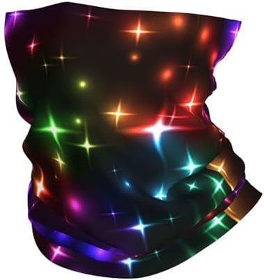 Neon bunter Sternenhimmel Regenbogen schwarz, Bandana-Halsmanschette, weicher Gesichtsschutz, Halswärmer, Schlauch, halbe Gesichtsmaske, Schal, Sturmhaube