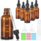 GROFIS 6 Stück Pipettenflasche 30ml, Anti-UV Tropfflasche aus Braunglas, Braunglasflasche mit 2 Trichter 2 Pipette Nadelspitze 1 Aufkleber, Apothekerflasche für Ätherische Öle Parfümöle