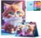 TEDTIKJT Tabletas Funda para Samsung Galaxy Tab S4 10.5 2018 (SM-T830/T835) Carcasa PU Cuero Flip Ranura Tarjeta Protectora Cover Samsung Tab S4 con Stand Lindo Animal Pintado Funda,Gato Amarillo