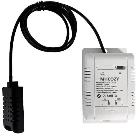 MHCOZY Zigbee Controller sensore di umidità di temperatura, 7/24 Tuya app Monitor remoto e control16A Smart Switch (tuya zigbee hub necessario)