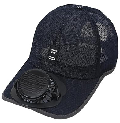 Baoblaze Sun Visor Hats with Fan Summer Breathable Sun Hat for Running Travel Backpacking, navy blue