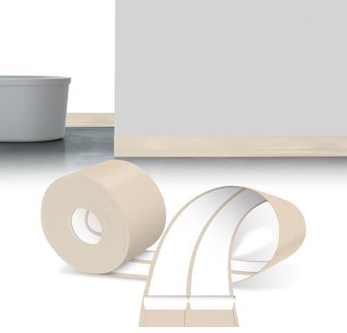 LIHIQIYA Weichsockelleiste Selbstklebend Beige, 6M Sockelleiste Selbstklebende, 30x30mm Knickleiste Abschlussleiste aus PVC, Flexibel Knickleiste, Bodenleiste Abschlussleiste für Bad Küche Badezimmer