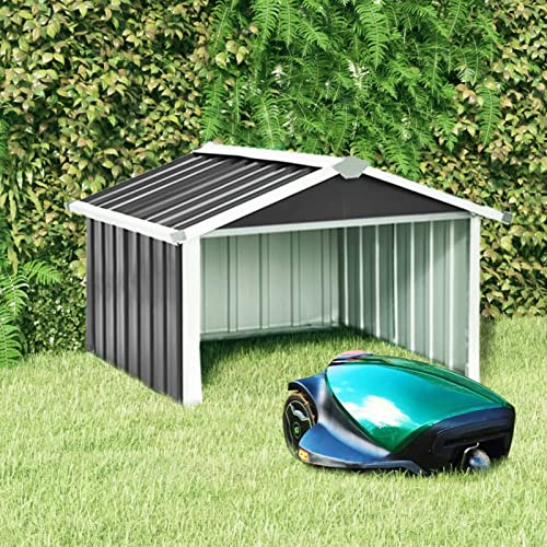 Somanki Rasenmäher Garage, Mähroboter Garage, Garage Für Mähroboter, Überdachung Für Mähroboter, Unterstand Überdachung, Mähroboter Haus, 92x97x63 cm Verzinkter Stahl Anthrazit