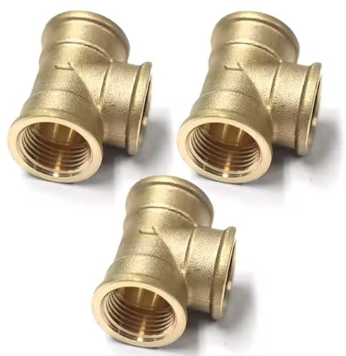 PipeSan – Raccordo a T in ottone 1″ BSP (DN25 – 3 vie con filettatura interna 90°) – Set 3 pezzi – Per acqua, gas, aria compressa e riscaldamento – 10 bar / 120 °C – Richiede sigillatura