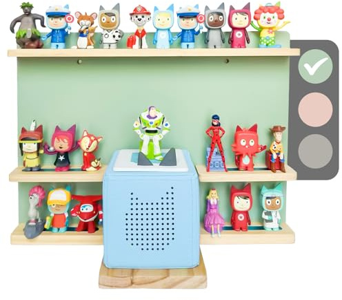 heqxwl Regal für mehrere Puppen, magnetisches Wandregal für Kinder zum Spielen und Sammeln, kompatibel mit Player Audio Wackelkopfpuppen (Grün, Klein)