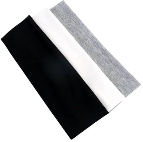 3 Pack Stirnband Damen, Dünn, Elastische Haarbänder für Yoga, Sport, Fitnessstudio - Rutschfest, Weiches Haarband in Schwarz, Weiß, Grau