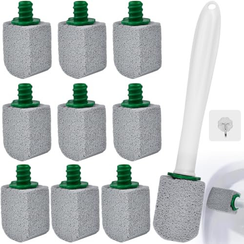 KYYGKY 10 Stück Wc Bürste Bimsstein WC Reiniger mit 1 Griff Bimsstein Toilettenreiniger Pumie Stein Cleaning Block wc Toilette Reinigungsstein Mit Griff Bimsstein Reinigungs für Tiefenreinigung