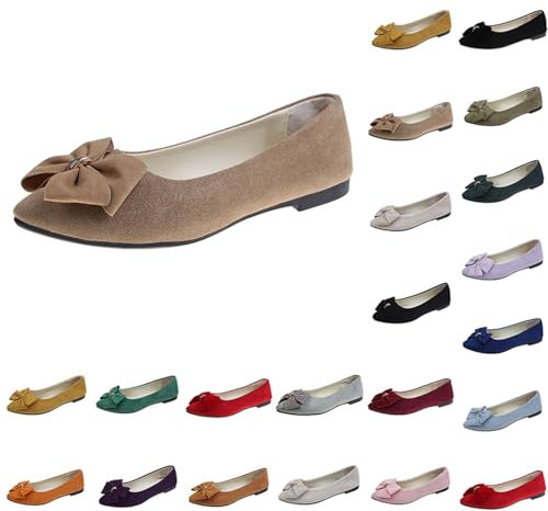 Flats Shoes for Women Size 4.5 Formal Casual Pumps Work Smart Office Comfort Shoes Ladies Ballet Ballerina Pointed Toe Flats Shoes Womens Ballet Shoes Khaki