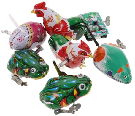 Generisch 7stücke Vintage Aufziehspielzeug Nostalgisches Junge Mädchen Spielzeug Aus Lustige Cartoon Figuren Für Dekoration Und Spiel Für Zuhause