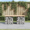 Myheimly Gabionenwand Gartenbank, Sitzbank Bank Gabionen, Gabionenbank für Garten Terrasse, Steinkorb Drahtkorb Parkbank Gartenmöbel, Massivholz Kiefer Natürliche Kiefer,44 x 103 x 42 cm