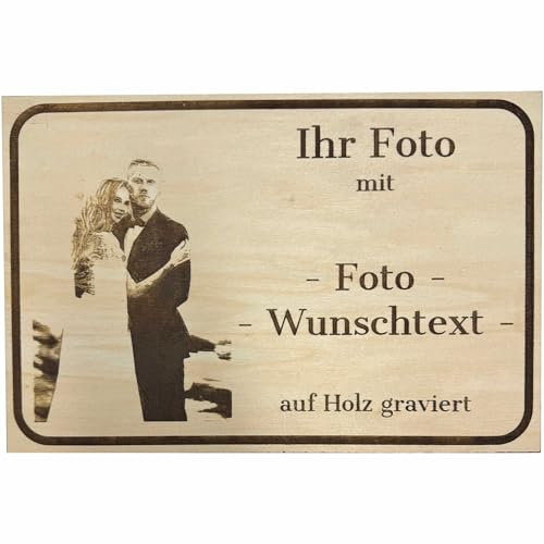 KIWISTAR UG - Schild - Wunschtext Holzschild - 20x15 cm - personalisiert mit Foto und Text - Funschild - Geschenk, Aufsteller, Fotoschild, Türschild für privat und Gewerbe