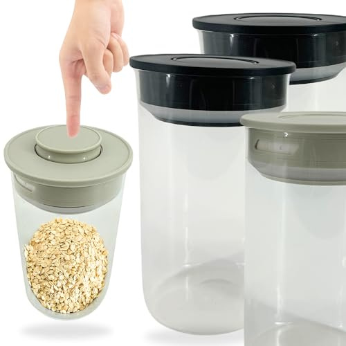 TronicXL Vorratsgläser Set 4 Stück 1 Liter Vakuum Borosilikat Glas Aufbewahrung Vorratsglas 1000ml luftdicht Glasbehälter mit Deckel mit Vakuumverschluss Küche Haushalt Lebensmittel
