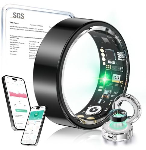 Lozltx Smart Ring Android【JZ5.0-Chip & 0% Messfehler-SGS Zertifiziert】 Smartring 【Militärgeprüftes Titan-Design & IP68】 Fitness Ring- 22-Sprachen-Support Smartringe für Damen & Herren-Schwarz #10