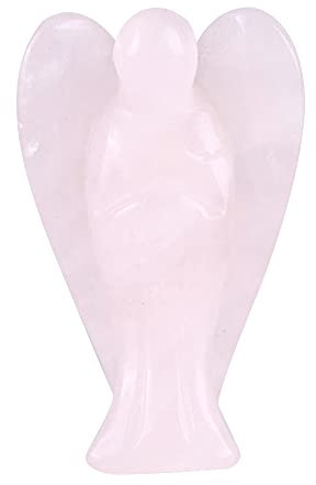 Gsycle 1,5 Zoll (3,8 cm) Kristallgeschnitzter Engel, Rosenquarz geschnitztes Engelsgeschnitzte Dekor Kristall Heilung Stein Edelsteindekoration für Home Room Office Desk Dekoration