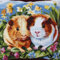 Kitquiver Stickpackung Kissen Meerschweinchen Tiere Und Blumen Diy-Kissenbezug Mit Gobelin-Stickerei,Kissen-Set Für Die Heimdekoration,Stickset Für Anfänger B 17x17In