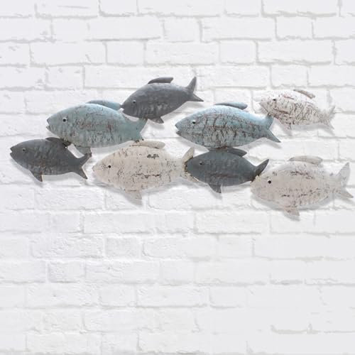 itsisa Maritimes Wandbild Fische Fischschwarm 47x23 cm aus Metall - Maritime Wanddeko, Metalldeko, maritim dekorieren, Wandornament