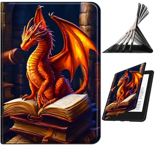 RWUTYTIUL for Samsung Galaxy Tab A8 10.5 2022 Model (SM-X200/X205/X207) Case, Shockproof Smart Protective Multi-Angle Viewing Tablet Cover for Women Men with Auto Sleep/Wake, Book Dragon