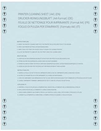 Lot de 10 feuilles de nettoyage pour imprimante (21,6 x 27,9 cm) – Nettoie les rouleaux, les tambours et le chemin du papier – Élimine les taches, la saleté et la crasse – Prévient les traces, les