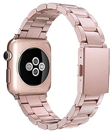 LPMPCZKZGF Correa de acero inoxidable Compatible for Apple Watch 7 SE 6 5 4 40mm 44mm 41mm banda de 45 mm Pulsera de enlace de metal compatible for iWatch 3 42mm 38mm Accesorios Watch strap(Rose gold,