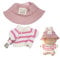 Norhogo Handmade Crochet Miniature Set, Fashionable Doll Clothes, Suitable for Rubber Plush Dolls, 17 cm la-bu-bu Plush Dolls, DIY, Pink Jumper Set with Hat and Water Bottle