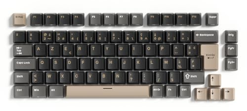 RK ROYAL KLUDGE Ensemble de Keycap AZERTY Français 82 Keys, PBT Double-Shot Profil OEM, Compatible avec Clavier Mécanique Gamer 75%/65%/60% (Grey, OEM Profil)