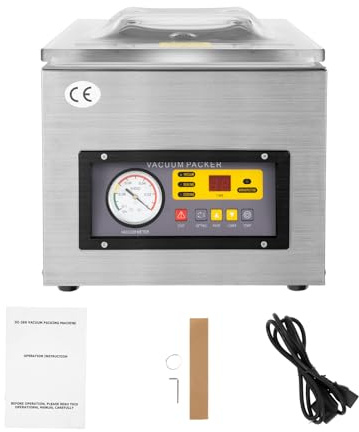 3-in-1 Kammervakuumierer aus Edelstahl 80dB Leise Kammer Vakuumiergerät Profi 120W Vakuumpumpe 5,5 l/s Entleerungsrate Vakuum, versiegelt, Gekühlt für Lebensmittel Frischhaltung, Kommerziell, Haushal