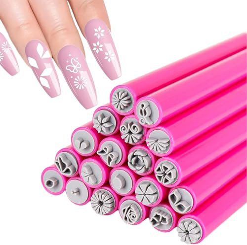 FrostyFlair Silikon Nailart Stempelstifte, 20 Stück Nagellack Stift Set, 3D Stempelstifte für Nägel, Nagelart Stempel Pen, DIY Kit für Nail Art mit Verschiedenen Mustern