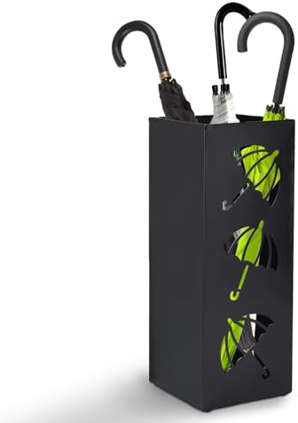 NBOUOU Metal Umbrella Stand for Hallway, Hollow Out Design Freestanding Umbrella Holder Bin for Entryway, Walking Stick Stand Indoor/Outdoors, for Entryway, Office, Home (16x16x42 cm)