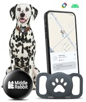 Traceur Chien pour Android, sans Abonnement, Compatible Google Find Hub, Mini Tracker étanche IPX6 pour téléphone Android, Middle Rabbit