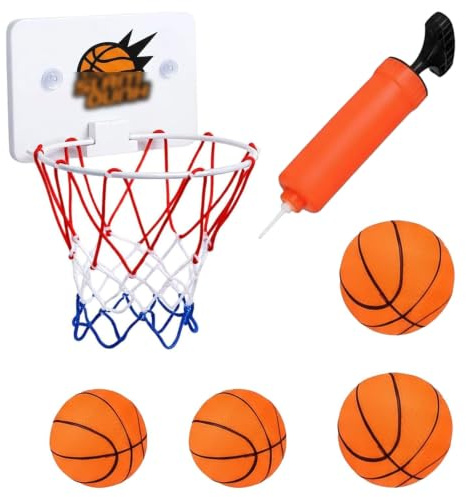 6Pcs Mini Basketball Hoop, with Pump and 4Pcs Mini Basketballs, Indoor Wall Mounted for Practice and Fun, Suitable for Various Locations Including Bedroom and Office