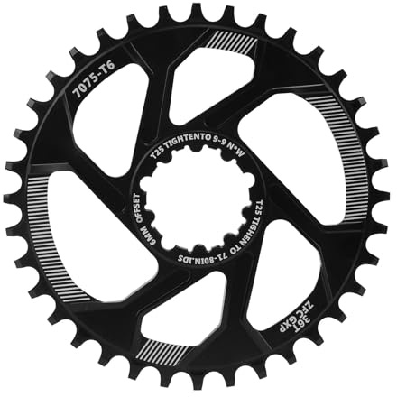 Adfaga 36T Singlespeed-Kettenblatt, direkt montiert, schmales, breites Zahnrad, CNC-gefrästes Fahrradkettenblatt aus Aluminiumlegierung mit 6 mm Versatz für Tretlager, leichte, lan