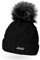 Neverless gefütterte Damen Strickmütze mit Fell-Bommel und Fleece-Futter, Kunstfell, Winter-Mütze, Bommelmütze, schwarz Unisize