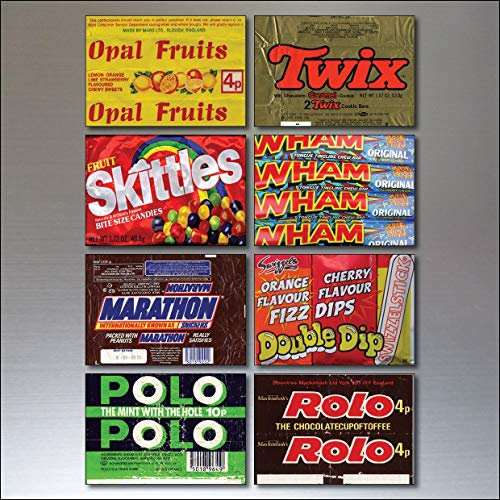 Nostalgic Sweet wrappers from 1970s and 80s vintage - Set of 8 Fridge Magnets