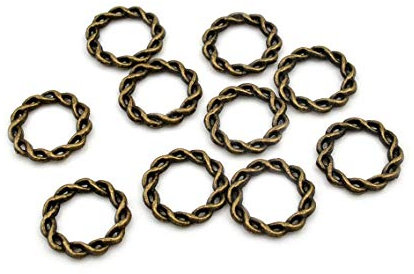 geflochtene Ringe in antik bronzefarben 15 mm 10er Set